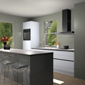 Sneeuwwitte hoogglans greeploze keuken Toulouse 52574