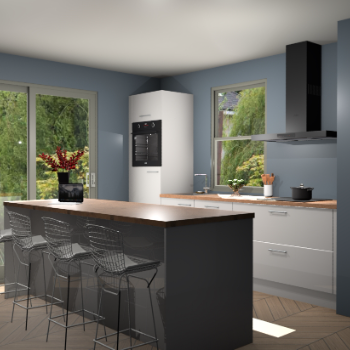 Zijdegrijze hoogglans keuken Toulouse 52654