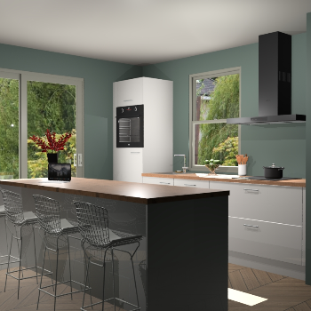 Zijdegrijze hoogglans keuken Toulouse 52655