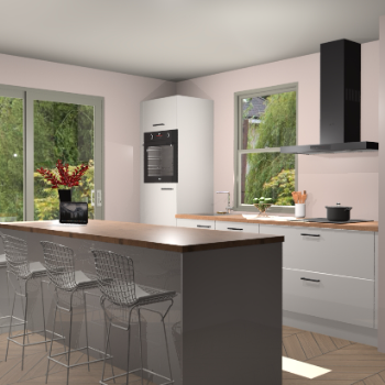 Zijdegrijze hoogglans keuken Toulouse 52657