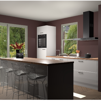 Zijdegrijze hoogglans keuken Toulouse 52658