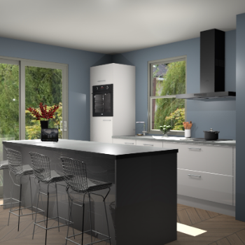 Zijdegrijze hoogglans keuken Toulouse 52662