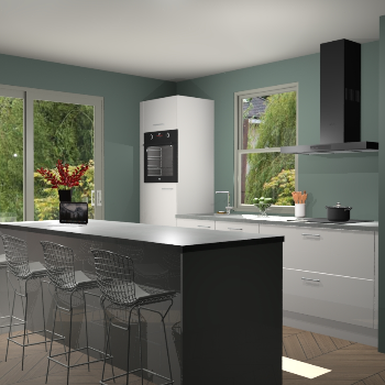 Zijdegrijze hoogglans keuken Toulouse 52663