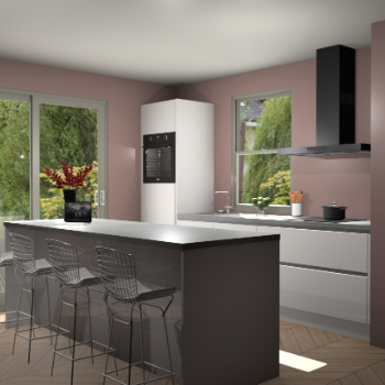 Zijdegrijze hoogglans greeploze keuken Toulouse 52664