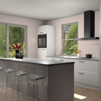 Zijdegrijze hoogglans keuken Toulouse 52665