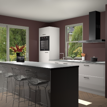 Zijdegrijze hoogglans keuken Toulouse 52666