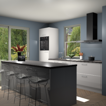 Zijdegrijze hoogglans keuken Toulouse 52668