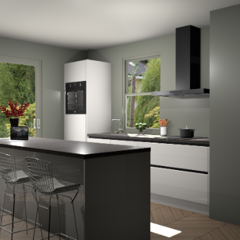 Zijdegrijze hoogglans greeploze keuken Toulouse 52673