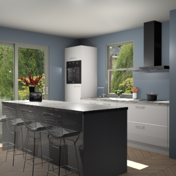 Zijdegrijze hoogglans keuken Toulouse 52676