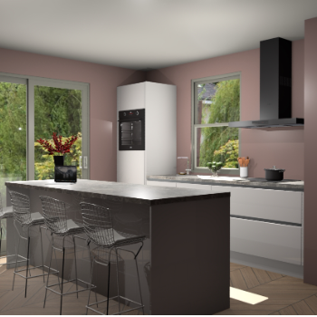 Zijdegrijze hoogglans greeploze keuken Toulouse 52678