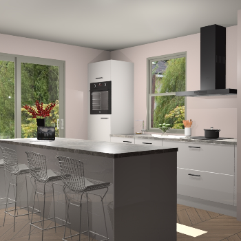 Zijdegrijze hoogglans keuken Toulouse 52679