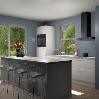 Zijdegrijze hoogglans keuken Toulouse 52721