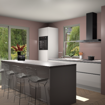 Zijdegrijze hoogglans greeploze keuken Toulouse 52723