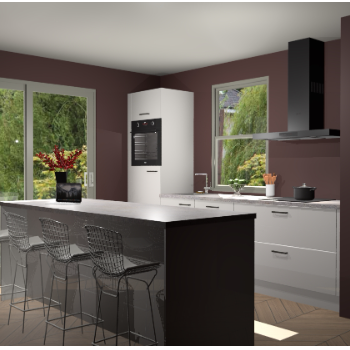 Zijdegrijze hoogglans keuken Toulouse 52725