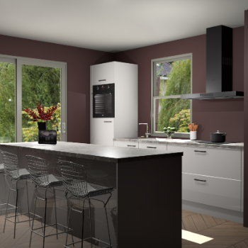 Zijdegrijze hoogglans keuken Toulouse 52719