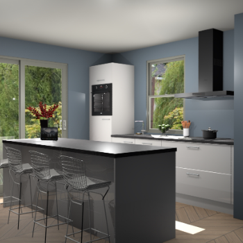 Zijdegrijze hoogglans keuken Toulouse 52737