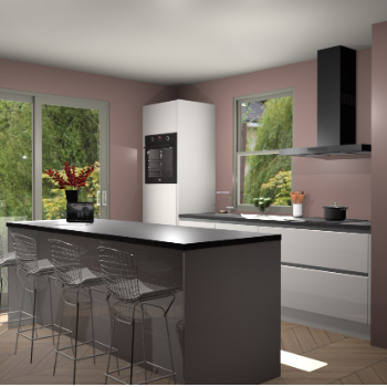 Zijdegrijze hoogglans greeploze keuken Toulouse 52739