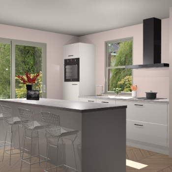 Zijdegrijze hoogglans keuken Toulouse 52724