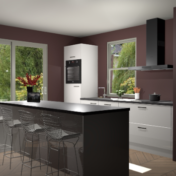 Zijdegrijze hoogglans keuken Toulouse 52741