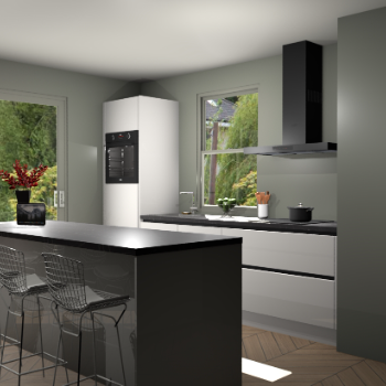 Zijdegrijze hoogglans greeploze keuken Toulouse 52742