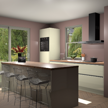 Magnolia hoogglans greeploze keuken Toulouse 52764