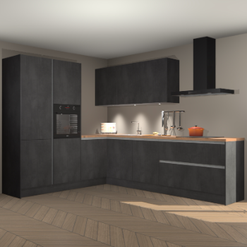 Beton zwarte greeploze keuken Parla 90898