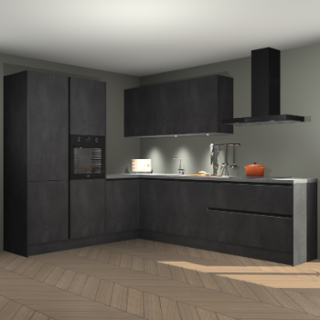 Beton zwarte greeploze keuken Parla 90909