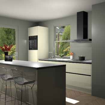 Magnolia hoogglans greeploze keuken Toulouse 52825