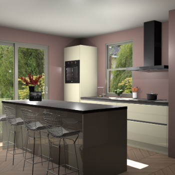 Magnolia hoogglans greeploze keuken Toulouse 52839