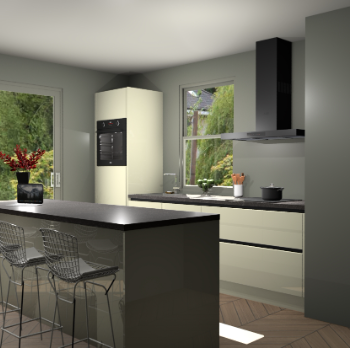 Magnolia hoogglans greeploze keuken Toulouse 52842