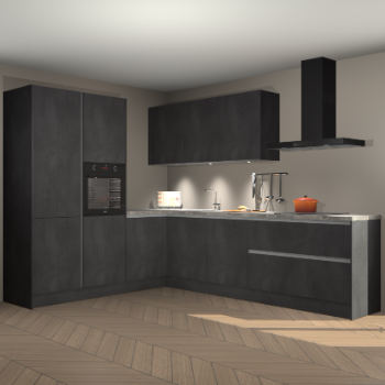 Beton zwarte greeploze keuken Parla 90937