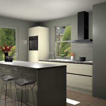 Magnolia hoogglans greeploze keuken Toulouse 52849