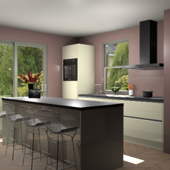 Magnolia hoogglans greeploze keuken Toulouse 52932