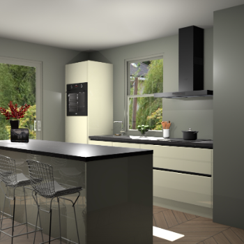 Magnolia hoogglans greeploze keuken Toulouse 52935