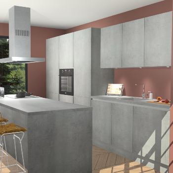 Beton Parelgrijs Greeploze keuken Straatsburg 52046