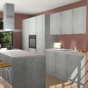 Beton Parelgrijs Greeploze keuken Straatsburg 52049