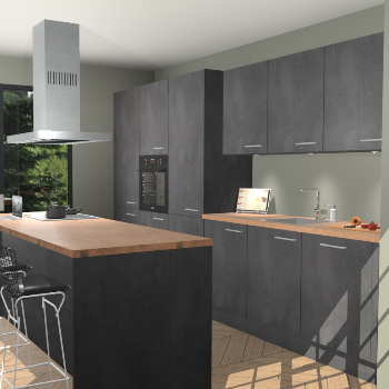 Beton Zwarte keuken Straatsburg 52204