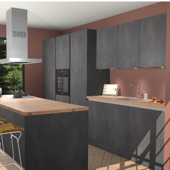 Beton Zwarte Greeploze keuken Straatsburg 52206