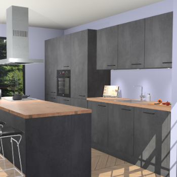 Beton Zwarte keuken Straatsburg 52207