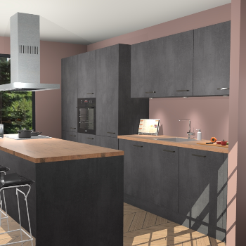 Beton Zwarte keuken Straatsburg 52208