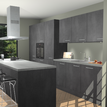 Beton Zwarte keuken Straatsburg 52261