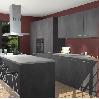 Beton Zwarte keuken Straatsburg 52266