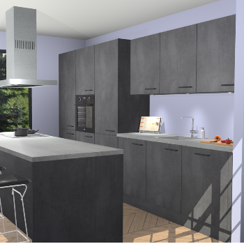 Beton Zwarte keuken Straatsburg 52276