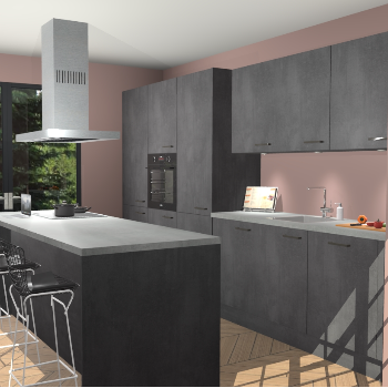 Beton Zwarte keuken Straatsburg 52281