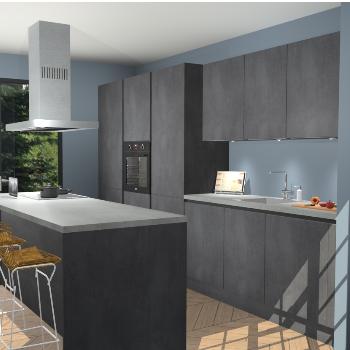 Beton Zwarte Greeploze keuken Straatsburg 52286