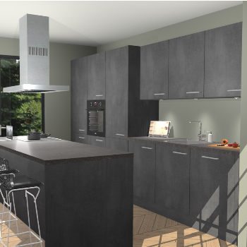 Beton Zwarte keuken Straatsburg 52262