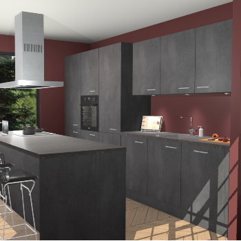 Beton Zwarte keuken Straatsburg 52267