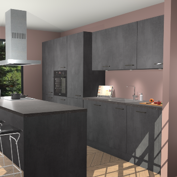 Beton Zwarte keuken Straatsburg 52282