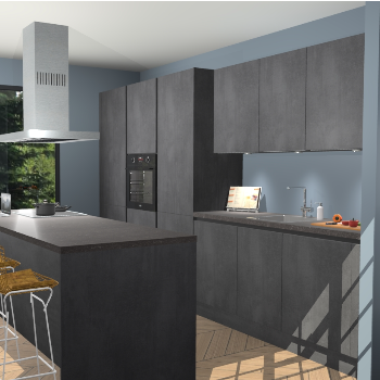 Beton Zwarte Greeploze keuken Straatsburg 52287