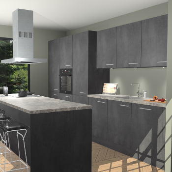 Beton Zwarte keuken Straatsburg 52263